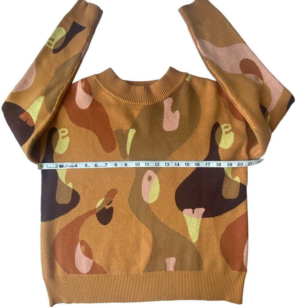 Never Fully Dressed Artist Sweater Jacquard Bold Print Beige Brown Size 6 - Picture 8 of 9